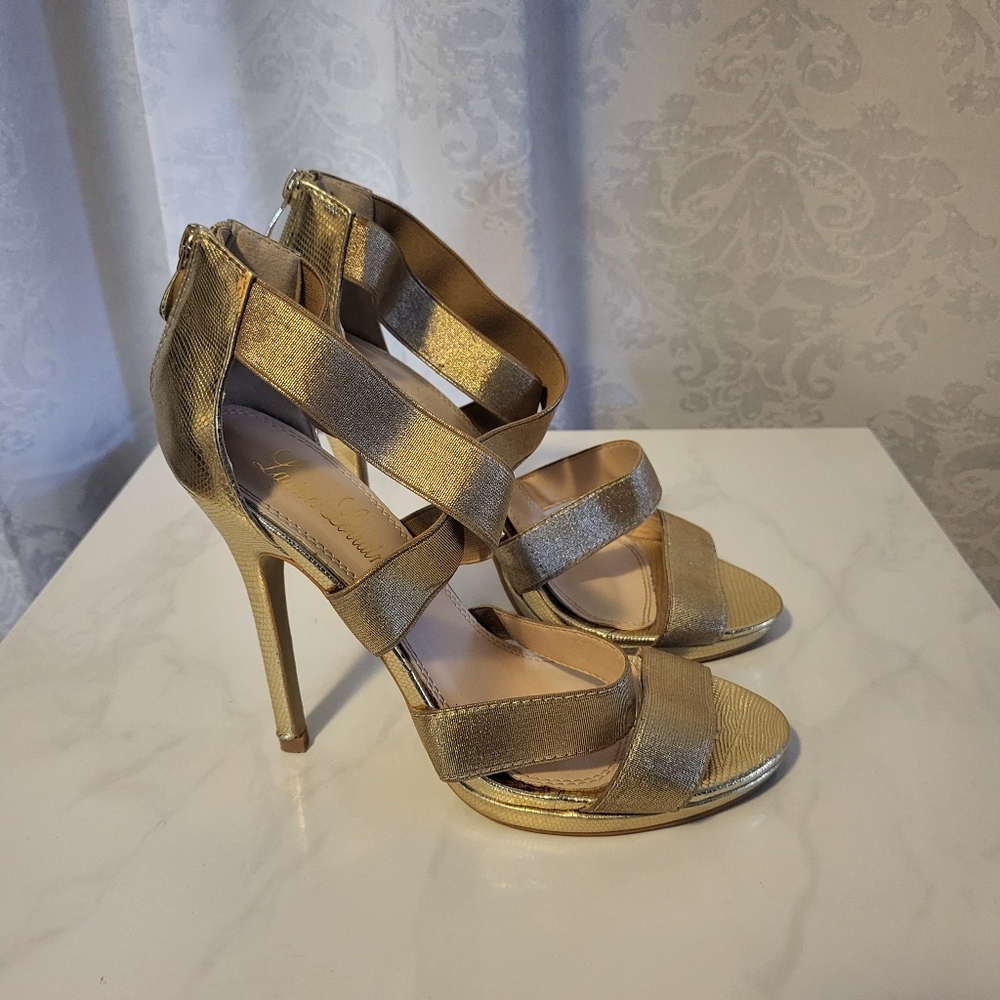 Lauren Lorraine Stiletto Evening Women High Heels Shoes, Size 8, Gold, Party - Picture 14 of 15